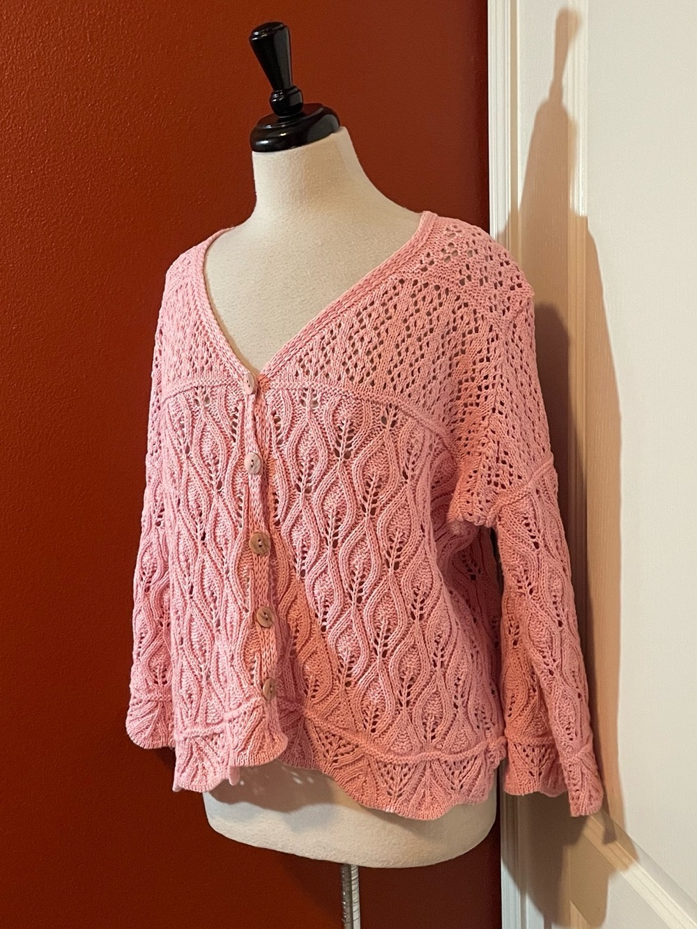 Arancrafts Women’s Pink Cardigan Sweater